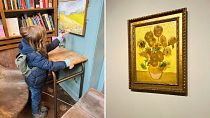 Ruby's son painting his own masterpiece. |  Van Gogh's iconic ‘Sunflowers’ in Amsterdam.
