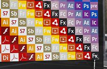 Adobe program logos are shown at Adobe headquarters in San Jose, Calif., Tuesday, Dec. 15, 2009.  