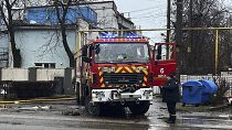 شاحنة إطفاء تضررت خلال هجوم روسي، في أوديسا، أوكرانيا.