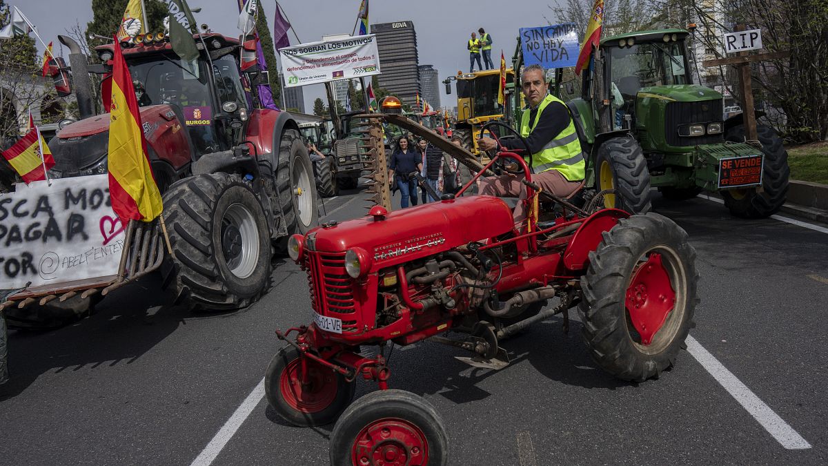 A farmer at a protest in Spain. 