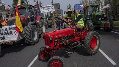 Landwirte protestieren in Madrid.