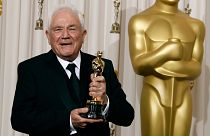 David Seidler poses backstage with the Oscar for best original screenplay for 'The King's Speech' at the 83rd Academy Awards - 2011
