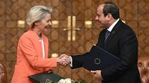 Ursula von der Leyen travelled to Egypt to sign a €7.4 billion partnership with President Abdel Fattah el-Sisi.