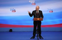 Vlagyimir Putyin moszkvai kampányközpontjában 2024. március 18-án