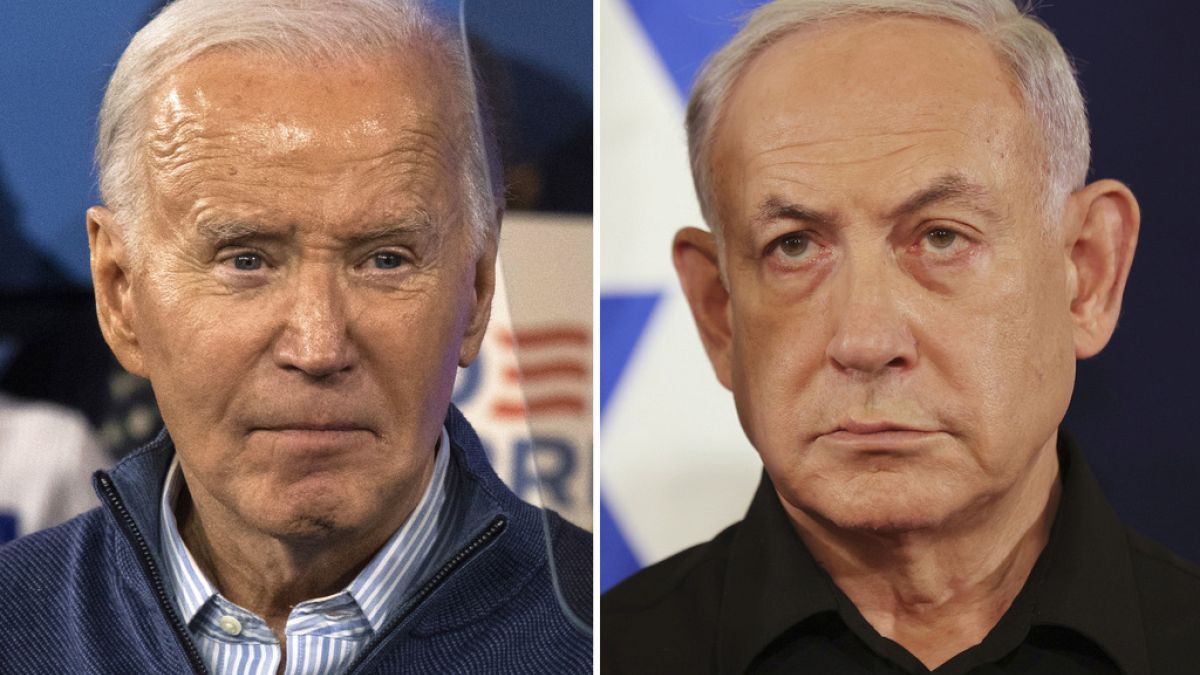 A sinistra il presidente statunitense Joe Biden, a destra il primo ministro israeliano Benjamin Netanyahu