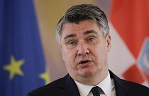 FILE - Croatia's President Zoran Milanovic at the Bellevue Palace in Berlin, Germany, on Sept. 11, 2020.