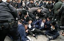 خلال احتجاج لمستوطنين ضد التجنيد العسكري الإسرائيلي في القدس