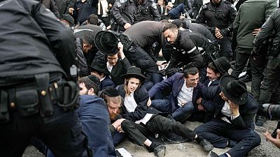 خلال احتجاج لمستوطنين ضد التجنيد العسكري الإسرائيلي في القدس