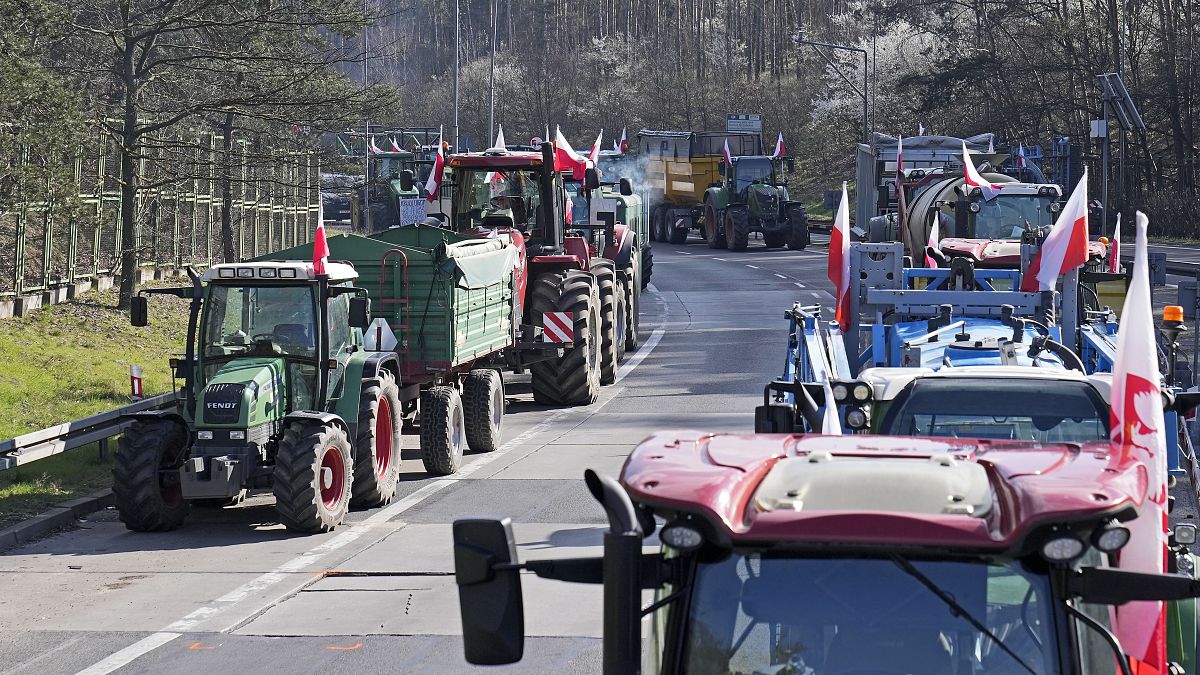 مزارعون بولنديون غاضبون يغلقون طريقا سريعا بين ألمانيا وبولندا احتجاجا على السياسة الزراعية الأوروبية