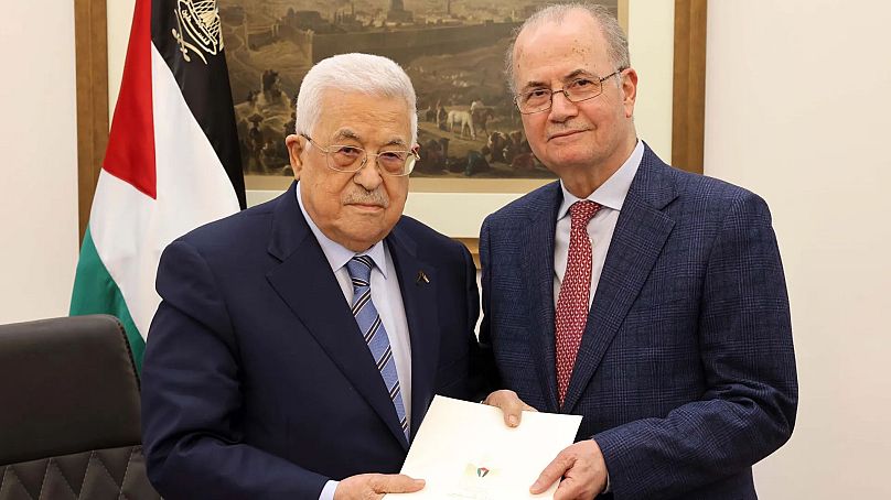Abbász elnök és Mohammed Musztafa palesztin miniszterelnök