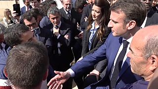 El presidente Macron, durante su visita a Marsella este martes