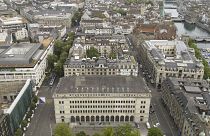 The Swiss National Bank's building, front, in Zurich, Switzerland, on Thursday, June 22, 2023.
