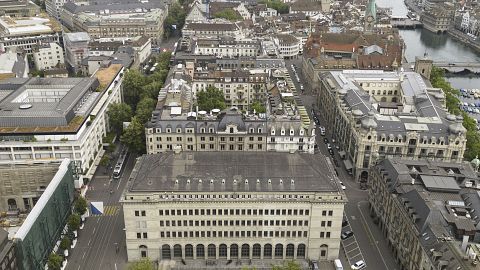 The Swiss National Bank's building, front, in Zurich, Switzerland, on Thursday, June 22, 2023.