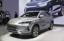 The New BYD Seal U DM-i hybrid electric car is presented during the press day at the 91th Geneva International Motor Show (GIMS) in Geneva, Switzerland, Monday, Feb. 26, 2024