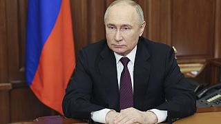 الرئيس الروسي فلاديمير بوتين يخاطب الناخبين في الانتخابات الرئاسية لعام 2024 في الكرملين