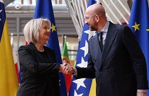 European Council President Charles Michel with Borjana Krišto, Chairwoman of the Council of Ministers of Bosnia & Herzegovina