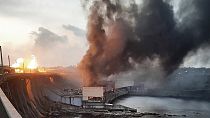 Imagen de la central hidroeléctrica de Dnipró, Ucrania, tras los ataques perpetrados por tropas de Rusia con misiles y drones, el viernes 22 de marzo de 2024.