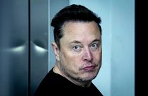 Tesla CEO Elon Musk leaves the Tesla Gigafactory for electric cars after a visit in Gruenheide near Berlin, Germany, Wednesday, March 13, 2024.
