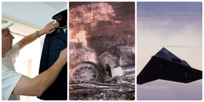 Dani Zoltán ezredes, pék; a lelőtt F-117-es roncsai 1999. március 28-án, és egy ép lopakodó a NATO avianói bázisa felett