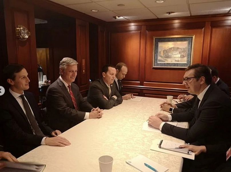 Jared Kushner és Aleksandar Vučić találkozója a Fehér Házban, 2020 márciusában
