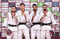 I judoka premiati, tra i maschi, nella seconda giornata del Grand Slam di Tbilisi