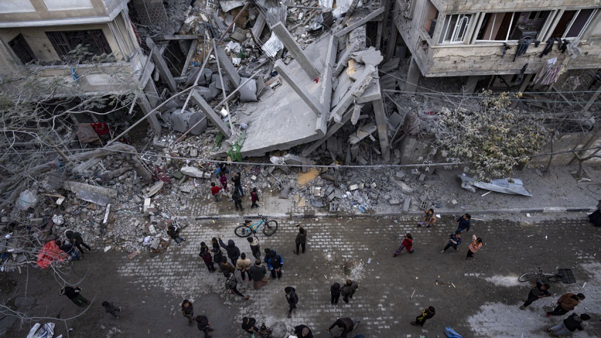 Abitazioni civili distrutte a Rafah, nel sud della Striscia di Gaza
