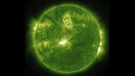 This image provided by NASA shows the Sun seen from the Solar Dynamics Observatory (SDO) satellite on Saturday, March 23, 2024.