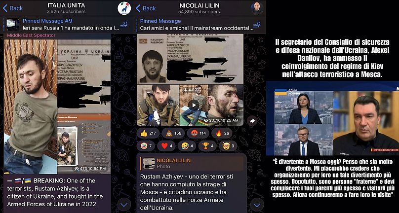 Alcuni esempi di come la propaganda russa viene condivisa attraverso canali Telegram in lingua italiana