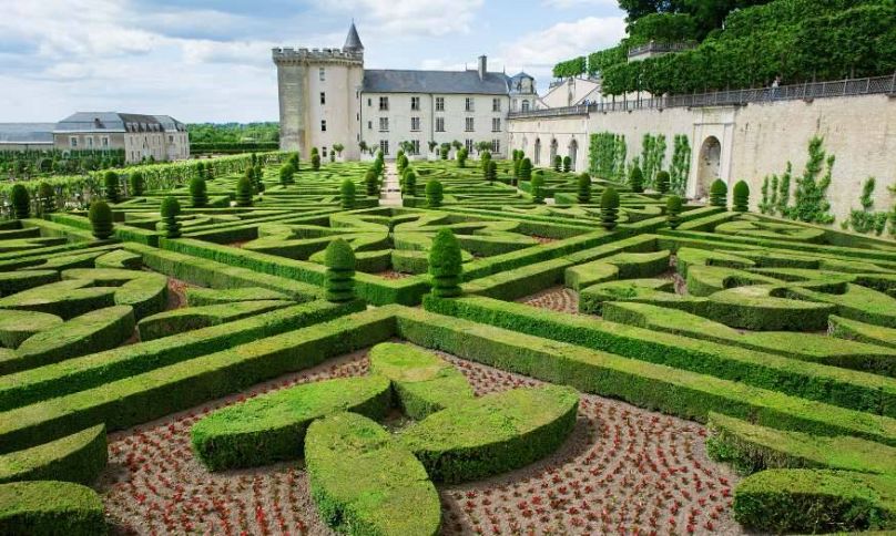 Les jardins du Château Villandry dans la Vallée de la Loire, France.