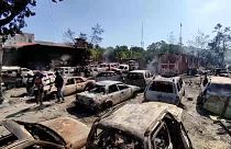 حريق هائل يطال مرآب للسيارات في بورت أو برنس في هايتي 