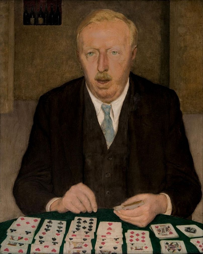 Ford Madox Ford playing solitaire by Stella Bowen, 1927