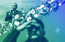 El presidente turco y líder del AKP pronuncia un discurso durante un mitin de campaña previo a las elecciones municipales nacionales, en Estambul, marzo de 2024.