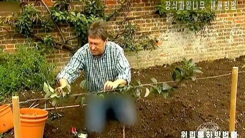 Avert your eyes! North Korea censor a pair of jeans on BBC programme Alan Titchmarsh's Garden Secrets