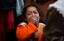FILE - a young Palestinian girl cries at the funeral of her six-year old relative, 2007. 