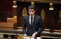 FILE - France's Prime Minister Gabriel Attal delivers a speech at the National Assembly, in Paris, Tuesday, March 12, 2024. 