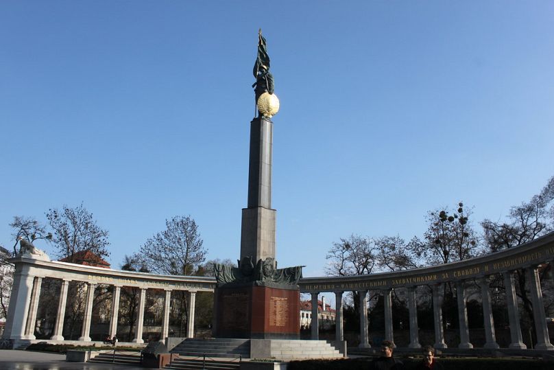 The Heroes' Monument of the Red Army in Vienna was built to commemorate 17,000 Soviet soldiers who fell in the Battle for Vienna against the German forces in World War II.