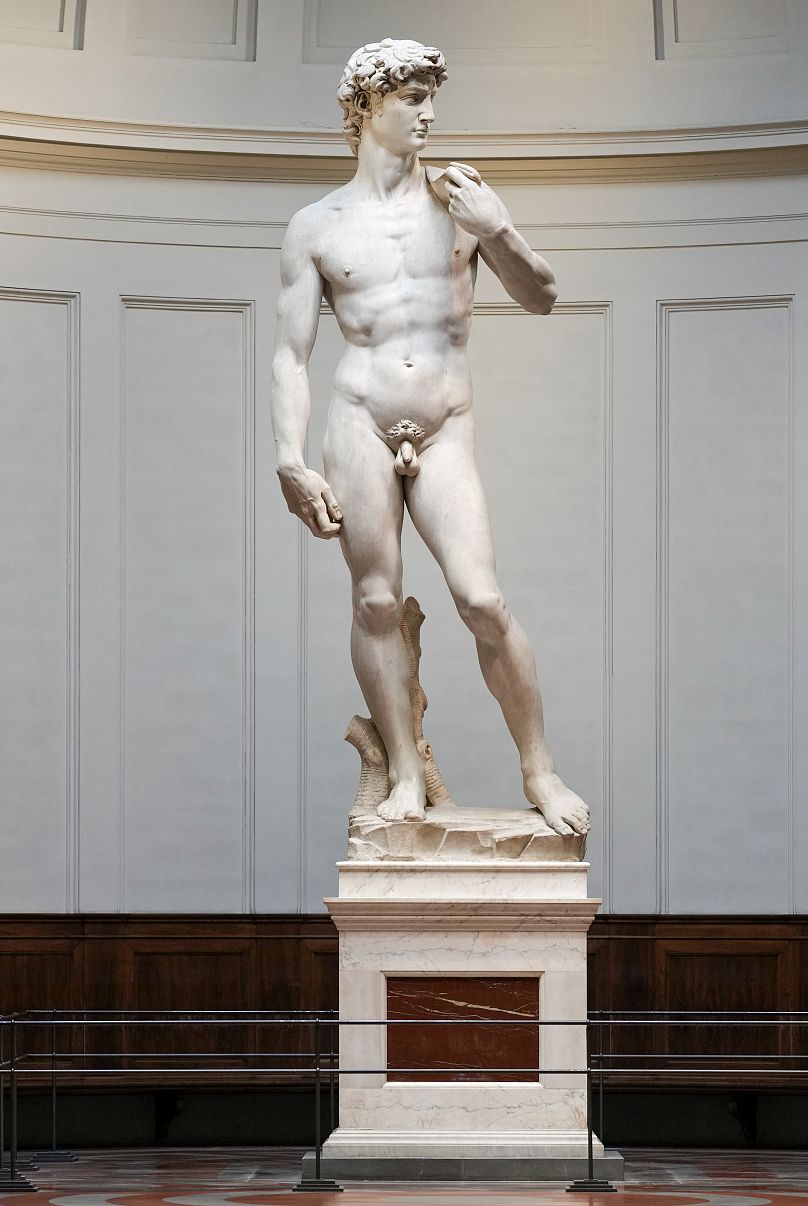 Michelangelo's 16th century statue of David is seen on display at the Accademia gallery, in Florence