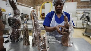 Chocolate factory pumps out stock at frantic pace to meet the Easter weekend demand