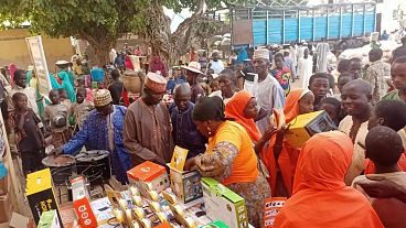 Products at a Solar Sisters outreach in a Nigerian community. Products at a Solar Sisters outreach in a Nigerian community.