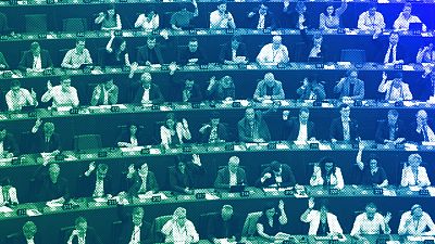 Lawmakers vote on the Artificial Intelligence act at the European Parliament in Strasbourg, June 2023
