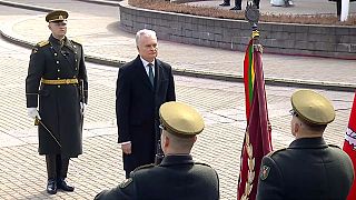 Il Presidente lituano Gitanas Nauseda durante la cerimonia a Vilnius, Lituania, il 29 marzo 2024.