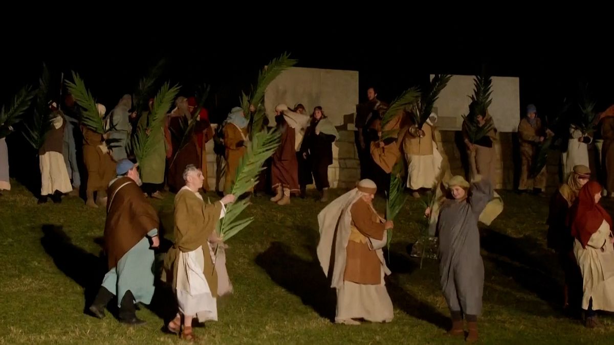 Watch: Czech town's historic passion play draws hundreds in spectacular Easter display thumbnail