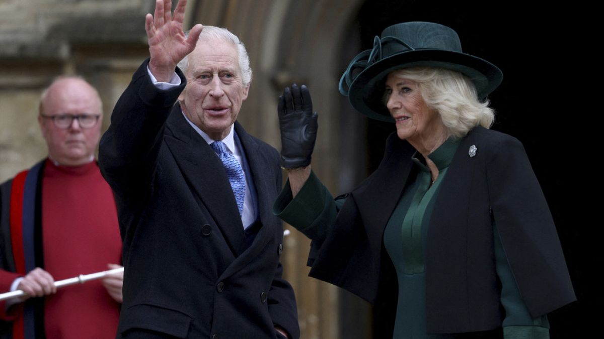 Britain's King Charles attends Easter service, in first public ...