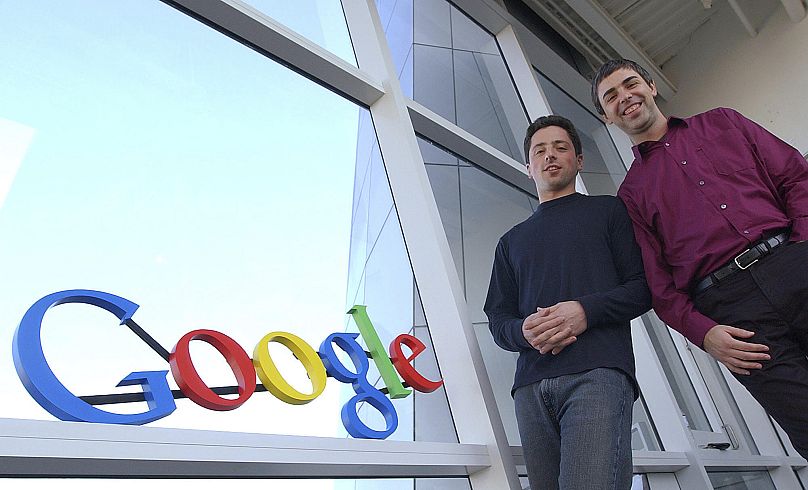 لَری پِیج (راست) و سِرگئی بِرین (چپ)، بنیانگذاران گوگل در سال ۲۰۰۵