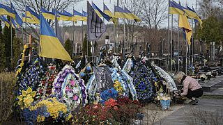 Кладбище в украинском городе Буча