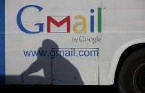 An advert for Google's Gmail appears on the side of a bus on September 17, 2012.