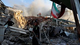 ساختمان کنسولگری ایران در دمشق پس از حمله روز دوشنبه اول آوریل ۲۰۲۴