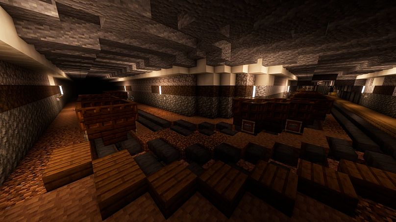 Photo shows inside the Soledar salt mines recreated in Minecraft