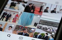 The part of the instagram page of Japan's Imperial Household Agency is seen on a mobile phone Monday, April 1, 2024, in Tokyo.