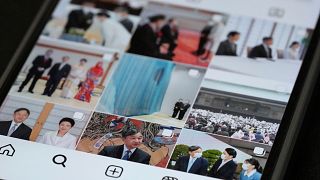 The part of the instagram page of Japan's Imperial Household Agency is seen on a mobile phone Monday, April 1, 2024, in Tokyo.